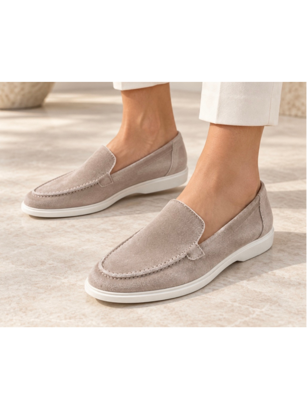 Women's Pedro Garcia Suede Loafers, Beige, Size 9/39.5